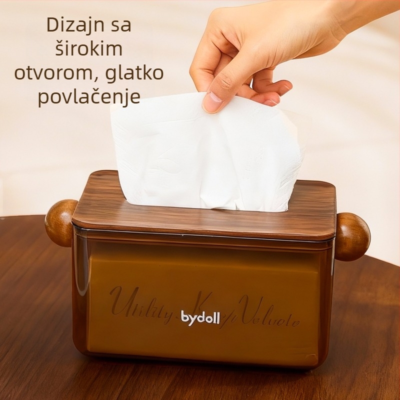 Kutija za maramice za dnevni boravak i spavaću sobu, antikni stil, stolni držač za maramice s opružnim mehanizmom, elegantan luksuzan izgled