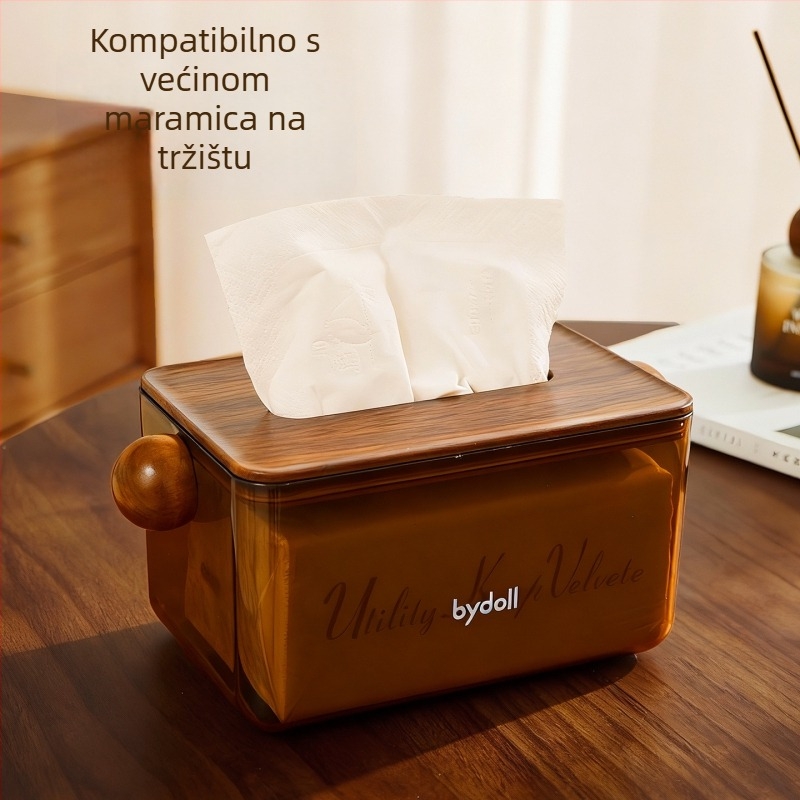 Kutija za maramice za dnevni boravak i spavaću sobu, antikni stil, stolni držač za maramice s opružnim mehanizmom, elegantan luksuzan izgled