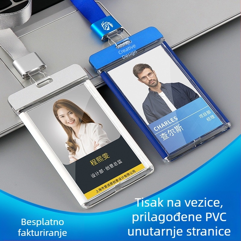Visokokvalitetna značka za rad od aluminijske legure, jednostrani akrilni bedž, proziran pretinac za karticu ID zaposlenika