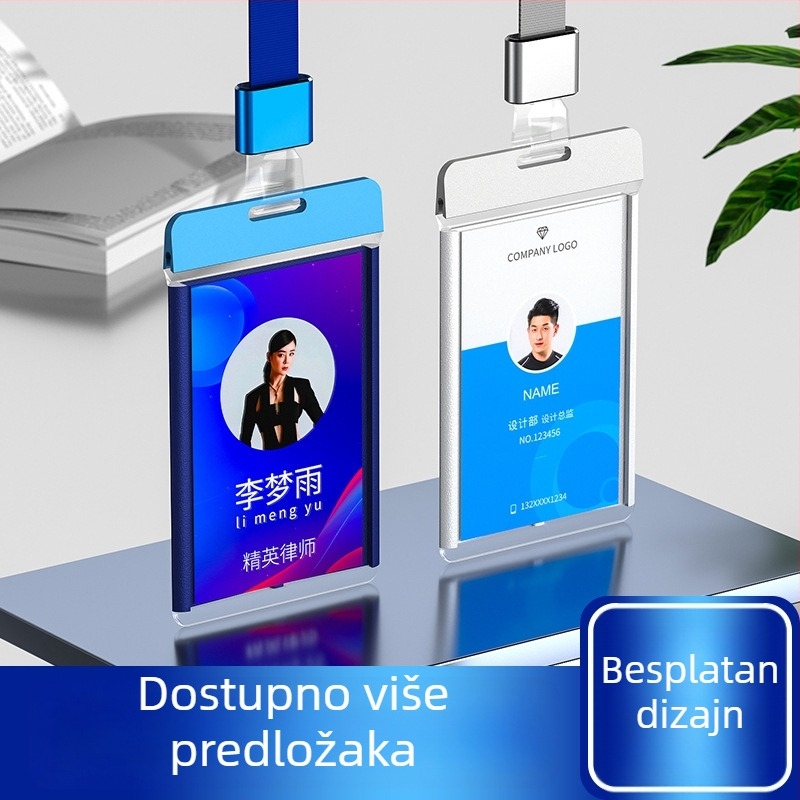 Visokokvalitetna značka za rad od aluminijske legure, jednostrani akrilni bedž, proziran pretinac za karticu ID zaposlenika