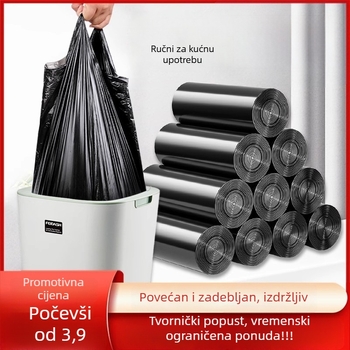 Teške crne vreće za smeće, velike, s ručkama, ekstra debele, plastične vreće za kuhinjske otpatke, paket od 100 komada, za kućnu i studentsku upotrebu