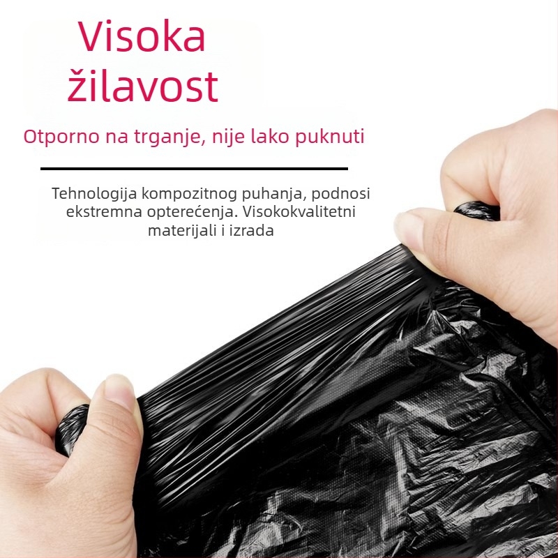 Teške crne vreće za smeće, velike, s ručkama, ekstra debele, plastične vreće za kuhinjske otpatke, paket od 100 komada, za kućnu i studentsku upotrebu