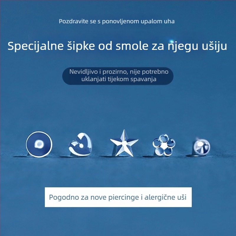 Prozirne naušnice od smole za žene – nevidljive ušne štapiće i koštane šiljke, protiv blokiranja, nije potrebno skidanje pri pranju ili spavanju, dodatak za studentice