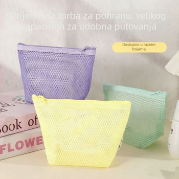 Trokutasta mrežasta kozmetička torbica, velika kapaciteta, prijenosna za žene