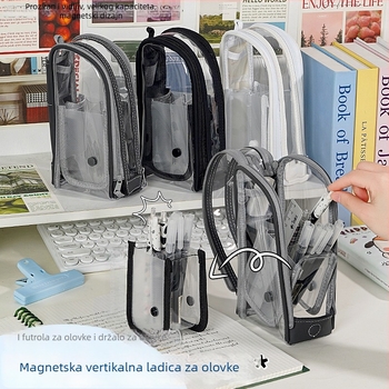 Prozirni magnetski vertikalni organizator za kozmetiku i olovke, velik kapacitet, otporan na prašinu i vodu, PVC