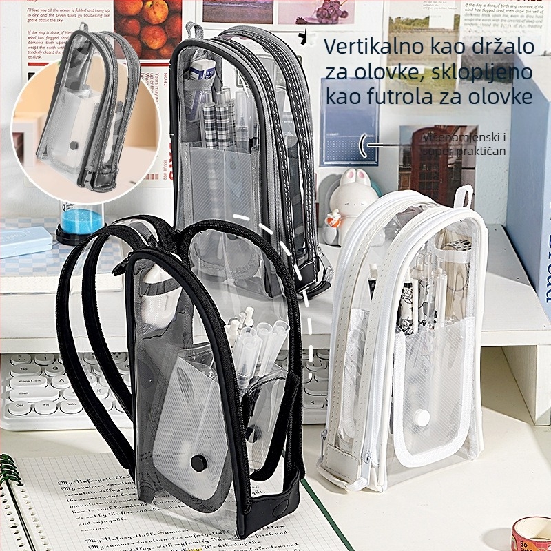 Prozirni magnetski vertikalni organizator za kozmetiku i olovke, velik kapacitet, otporan na prašinu i vodu, PVC