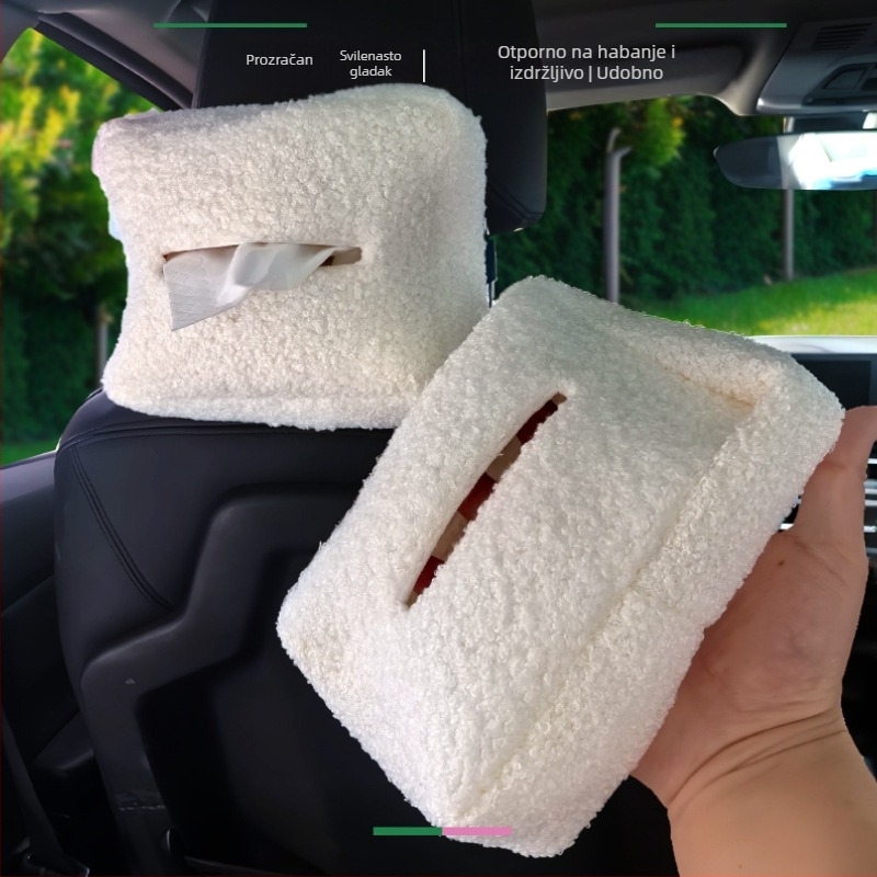 Kutija za maramice za automobil od baršuna ovčjeg velura, držač za sunčani vizir, jednostavan viseći držač maramica, slatka auto dekoracija