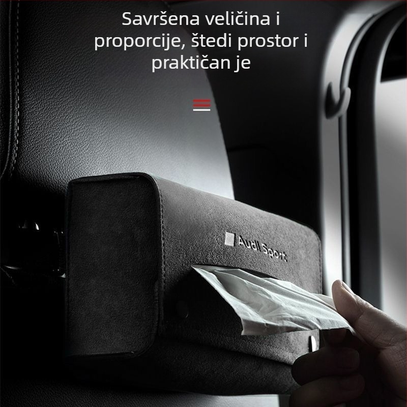 Kutija za maramice za automobil – pliš kutija kvadratnog oblika, visi na naslon zadnjeg sjedala, univerzalna za stražnji naslon