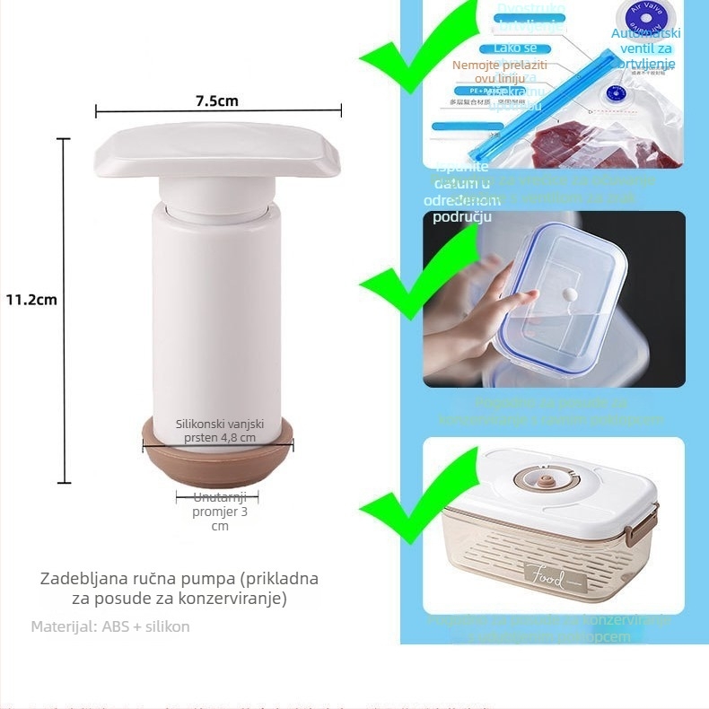 Prenosna mini električna vaku pumpa za vaku vrećice i zatvorene posude – univerzalno izvlačenje zraka za skladištenje hrane