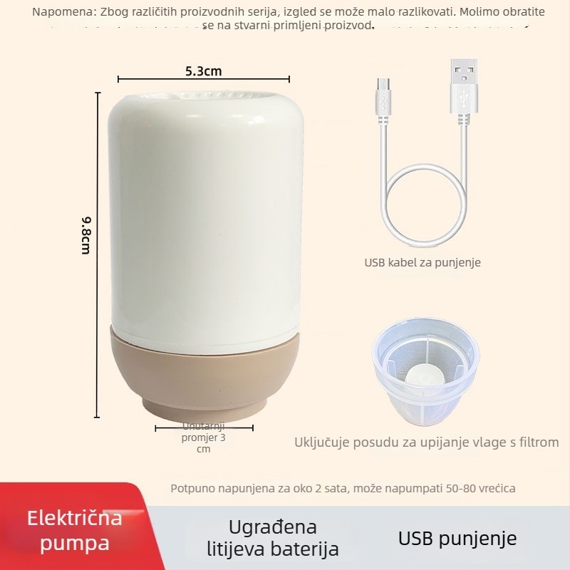 Prenosna mini električna vaku pumpa za vaku vrećice i zatvorene posude – univerzalno izvlačenje zraka za skladištenje hrane