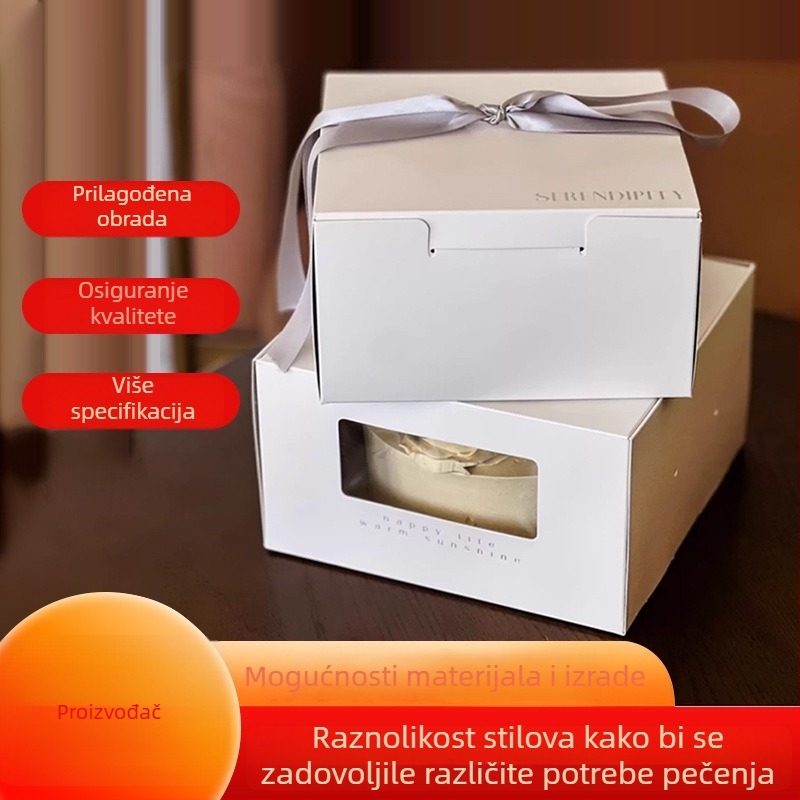 Jednodelna kutija za rođendansku tortu s papirnim rubom, prozirna kutija za desert, za torte 6–12 inča