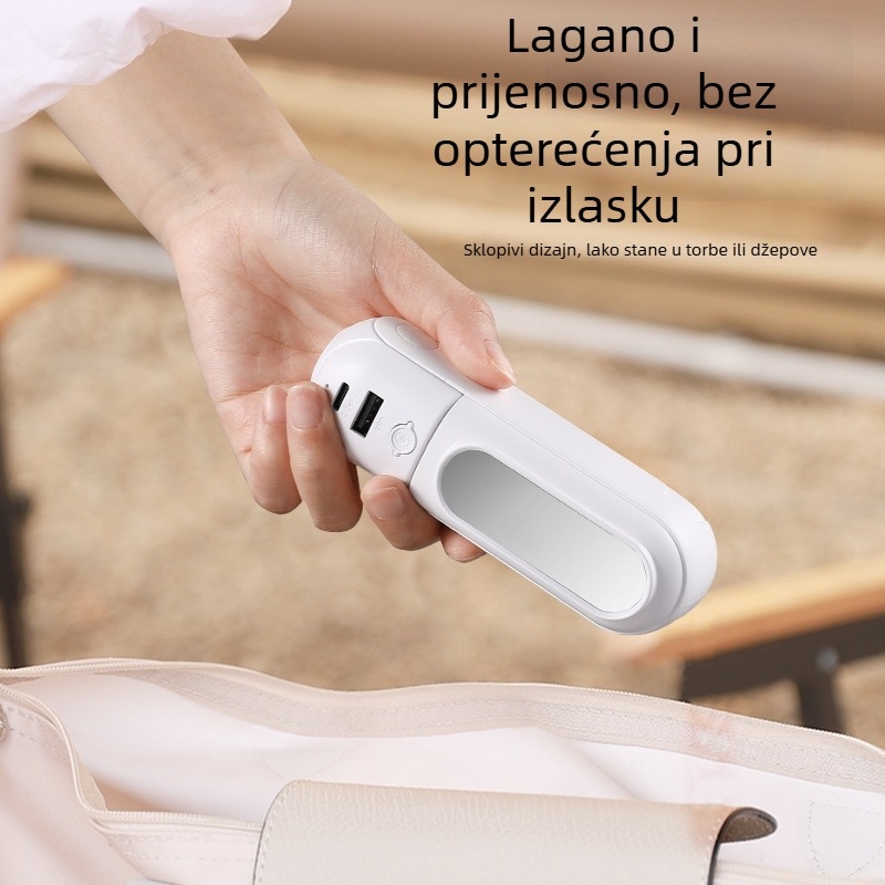 2025 nova ručna mini ventilator, USB, za vanjsku upotrebu, višenamjenski, sklopivi i prijenosni, uz ogledalo