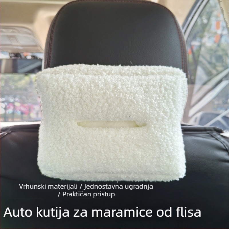 Držač maramica od janjeće vune za auto – za stražnju stranu naslona sjedala ili sunčani vizir, velika kapaciteta