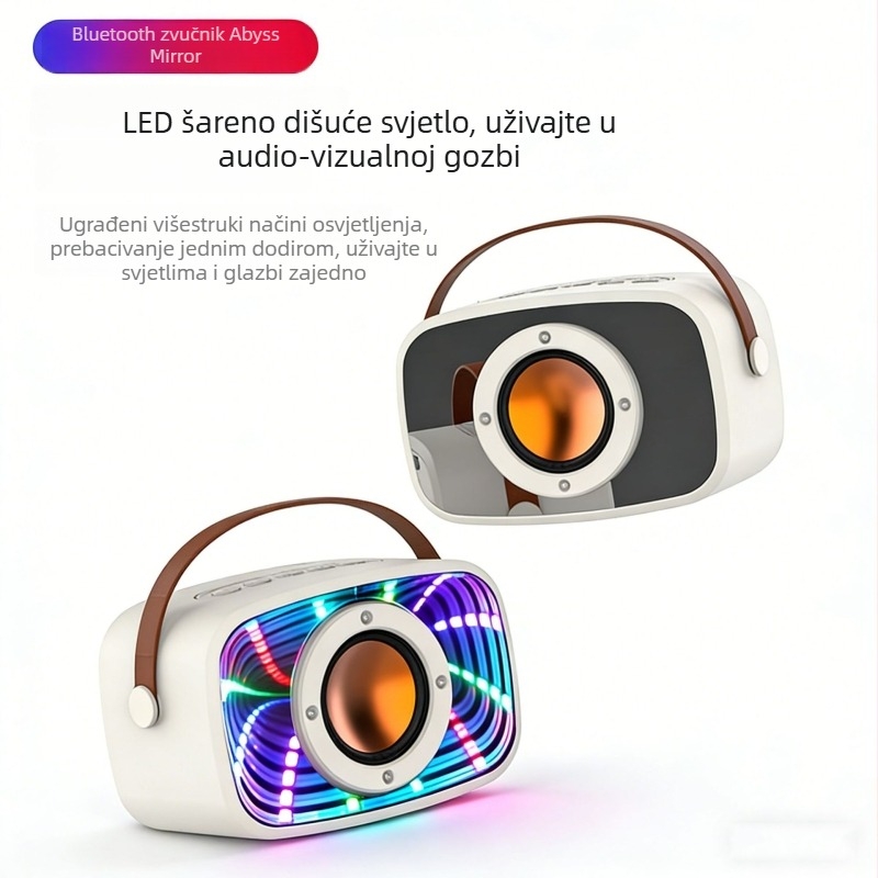 Abyss Mirror Bluetooth zvučnik s lebdećim dizajnom i svjetlima, model W20, otisak logotipa