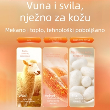 Muški debeli T‑shirt od ovčje vune i mulberry svile, dugih rukava, okrugli ovratnik, toplo unutarnje fleece podstava
