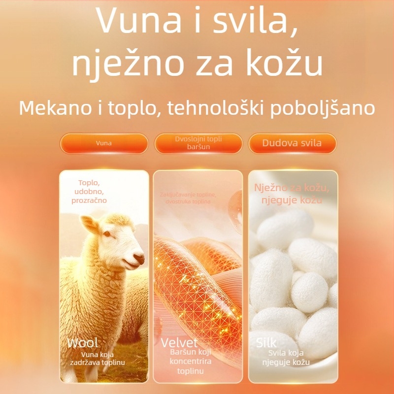 Muški debeli T‑shirt od ovčje vune i mulberry svile, dugih rukava, okrugli ovratnik, toplo unutarnje fleece podstava