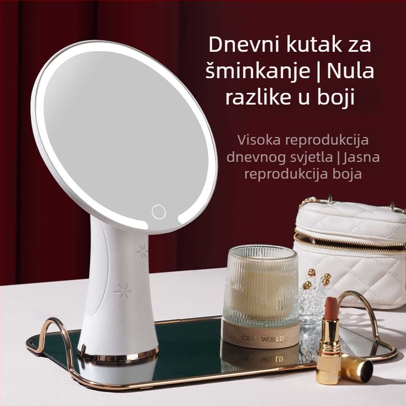 LED ogledalo za makeup s osvjetljenjem, punjivo stolno ogledalo za dom, inteligentan i kreativan dizajn