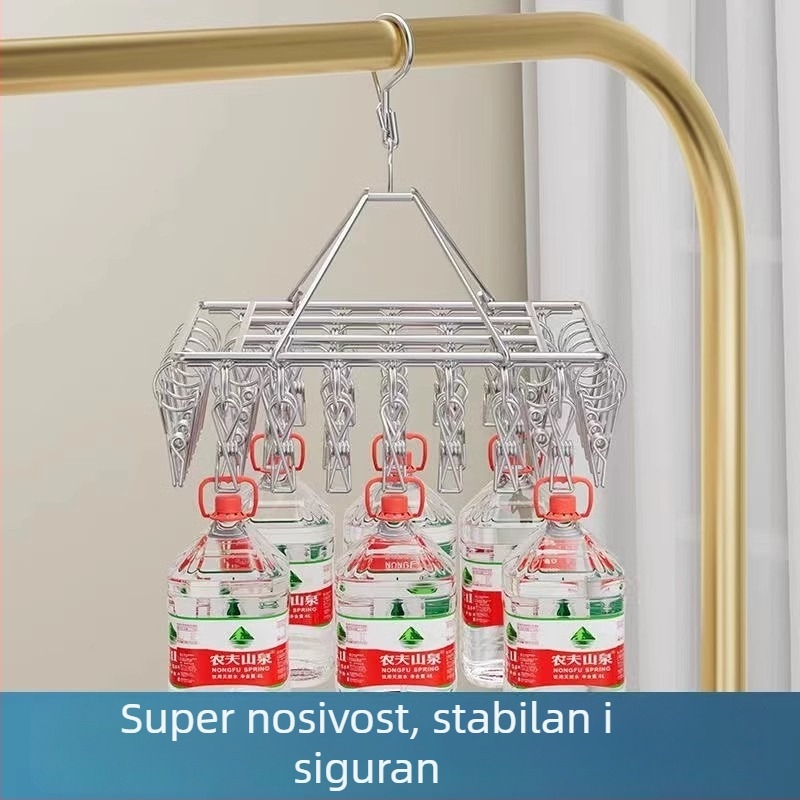 Nehrđajući čelični stalak za sušenje odjeće s više klipsa, otporan na vjetar, balkon, za bebe, višenamjenski