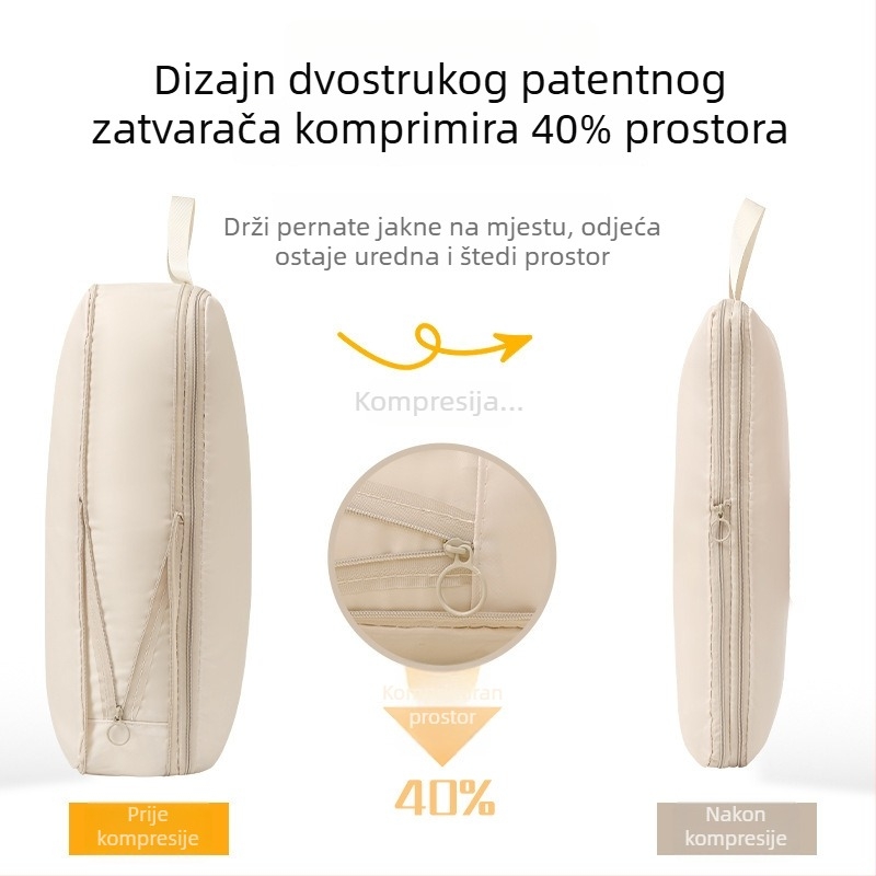 Putni kompresijski kubasti organizator od poliester materijala – za odjeću, donje rublje i kozmetiku, višenamjenski
