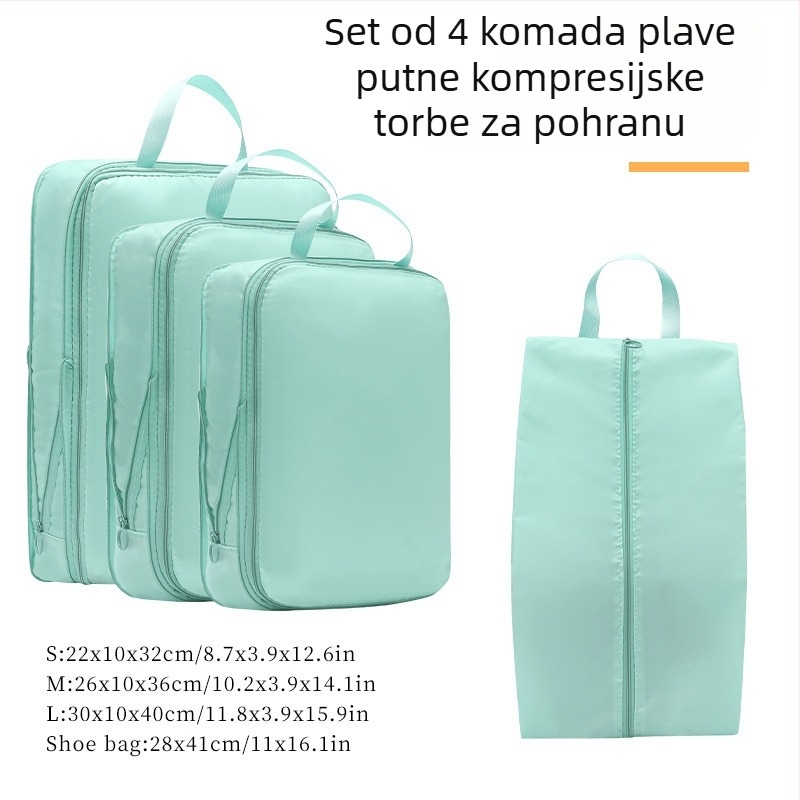 Putni kompresijski kubasti organizator od poliester materijala – za odjeću, donje rublje i kozmetiku, višenamjenski