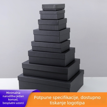 Crna kutija za poklone od papira s kožnim efektom, pravokutnog oblika, velika, s dvodijelnim poklopcem, za suvenire