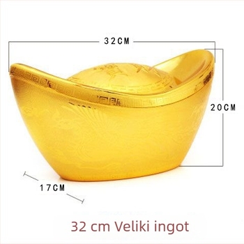 Velika kutija za pohranu u obliku zlatog ingota, kineskog stila, dekorativni komad od smole, kutija za slatkiše, rekviziti za vjenčanja i Novu godinu