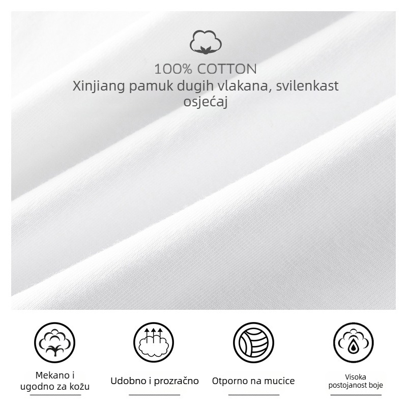 Muška majica s dugim rukavima od 100% pamuka, otisak slova i geometrijski uzorak, okrugli izrez