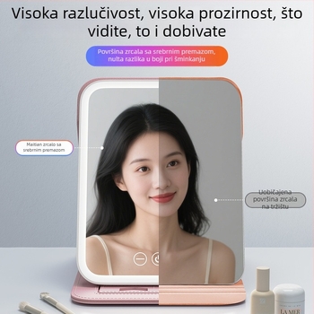 Stolno LED ogledalo za šminkanje s preklopnim dizajnom, HD, kompaktno i prenosno za studentski dom