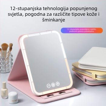 Stolno LED ogledalo za šminkanje s preklopnim dizajnom, HD, kompaktno i prenosno za studentski dom