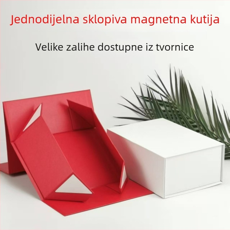 Sklopiva kutija za pohranu od jednog komada, crna, crvena i bijela, debeli materijal, jednostavan dizajn, mogućnost prilagodbe logotipa