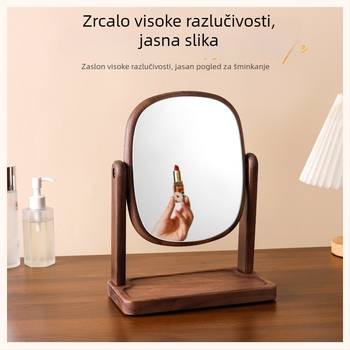 Šmink ogledalo od severnojameričkog oraha, za kuću i ured, stolno rotirajuće drveno ogledalo