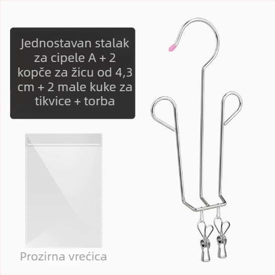 Nerđajući čelični stalak za sušenje cipela za vanjski balkon, viseći, ne-magnetni, lagan 88 g, moderan minimalistički dizajn