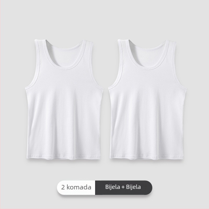 Muški Racerback potkošulja od 100% pamuka, bezšivna, upija znoj, bijela, unutarnja ljetna odjeća