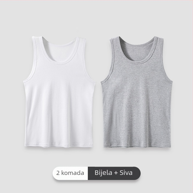 Muški Racerback potkošulja od 100% pamuka, bezšivna, upija znoj, bijela, unutarnja ljetna odjeća