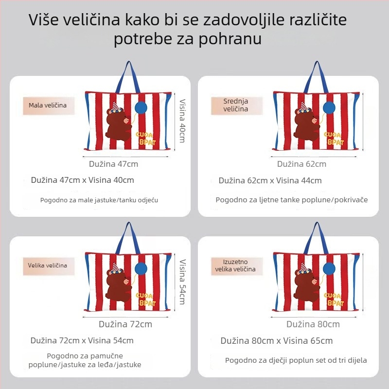Torba za pohranu deke za djecu – otporna na prašinu, vodootporna, velika kapaciteta, crtani dizajn