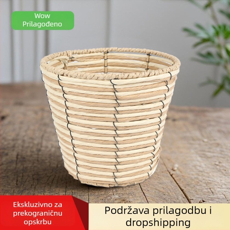 Ručni papirnati koš pleteni za čuvanje deserta i grickalica, na stol i kućnu dekoraciju.