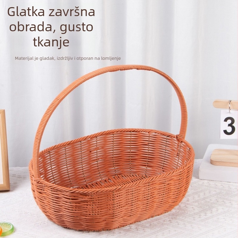 Ručni pleteni koš za voće i jaja, košara za kupovinu i dar
