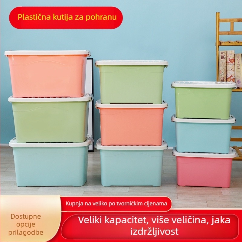 Plastična kutija za kućno skladištenje, organizator odjeće, kutija za odlaganje ispod kreveta, velik kapacitet (28×21×17 cm, 10–20 L)