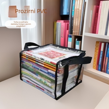 Prozirna PVC torba za knjige s dvije ručke, sklopiva i prijenosna organizator za knjige i igračke