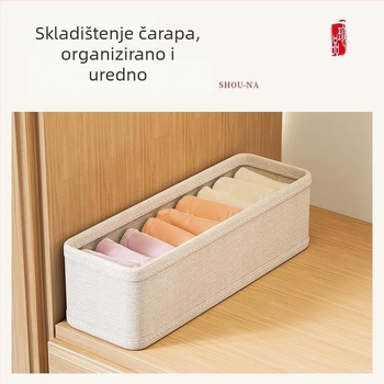 Kutija za pohranu donjeg rublja i čarapa od pamuk-lana materijala, sklopiva, periva, organizator za ladicu i garderobu.