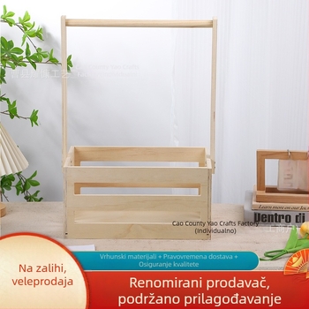 Drvena košarica za bebe s ručkom, za potrepštine za kupanje, igračke i odjeću