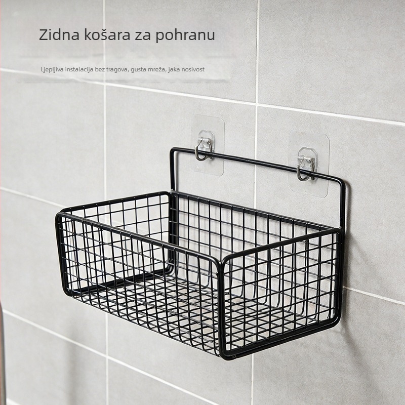 Zidni ormar za pohranu s mrežom, metalni koš za kupaonicu