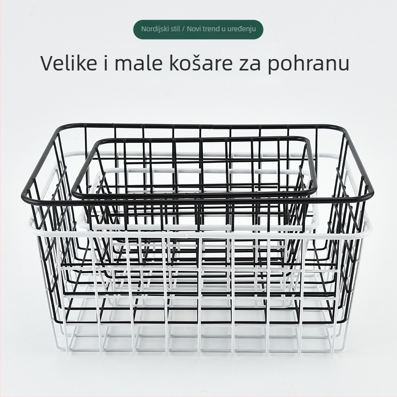Crna lakirana mrežasta metalska košara za pohranu, japanski stil – za kupaonicu i pranje rublja, jednostavan organizator kuhinje i hladnjaka
