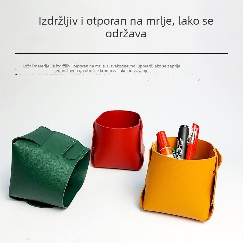 Mala kožna košarica za stolno korištenje, PU sklopivi organizator za kozmetiku