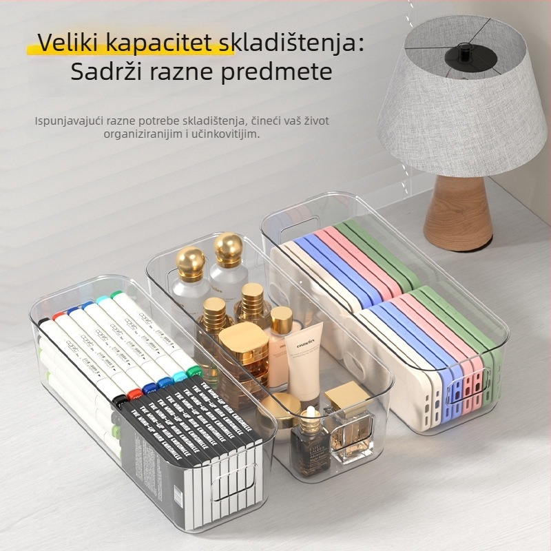 Proziran stolni organizator od akrilika s ladicom za kozmetiku, maske i grickalice