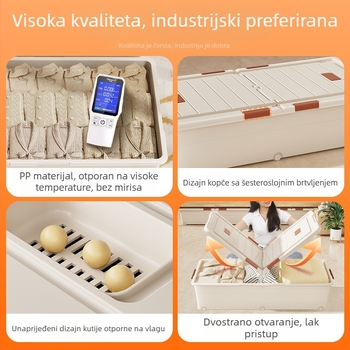 Velika plastična kutija ispod kreveta s poklopcem, dvostrukim odjeljkom i kotačićima, za igračke