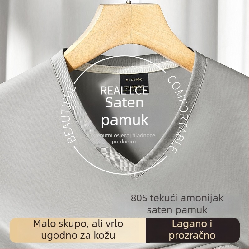 80-ih mercerizirani pamuk muški T-shirt s kratkim rukavima, s osjećajem hlađenja, ležernog kroja