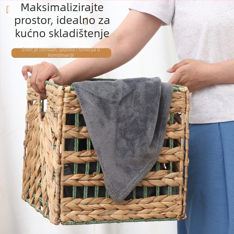 Sklopiva košara za pohranu s pletene ratan dizajnom, za odlaganje odjeće u spavaćoj sobi