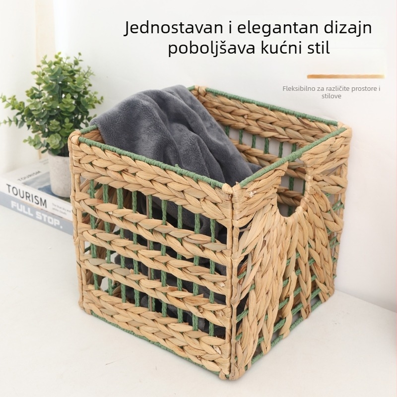 Sklopiva košara za pohranu s pletene ratan dizajnom, za odlaganje odjeće u spavaćoj sobi