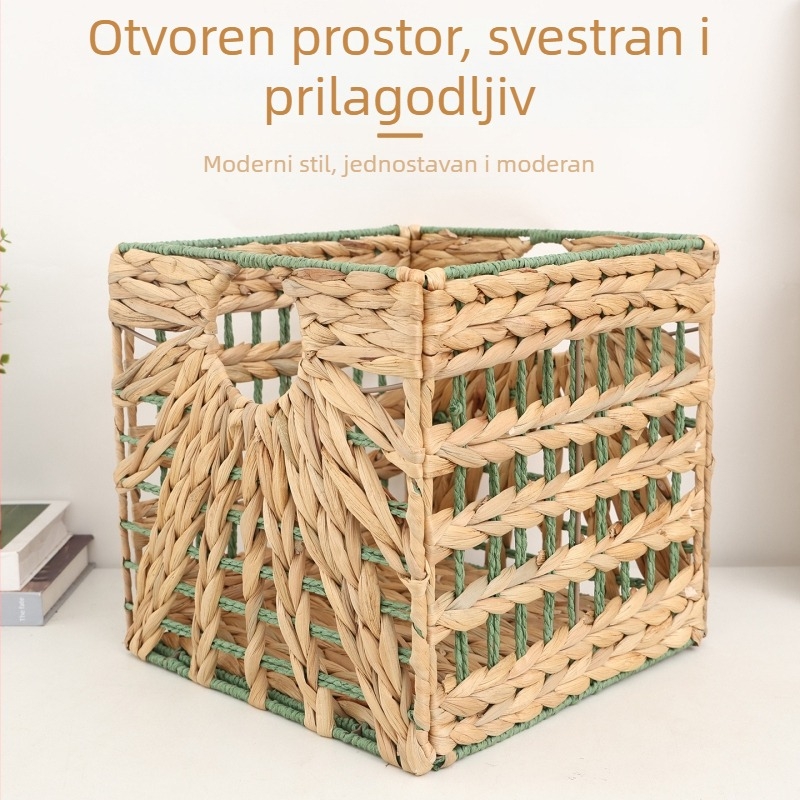 Sklopiva košara za pohranu s pletene ratan dizajnom, za odlaganje odjeće u spavaćoj sobi